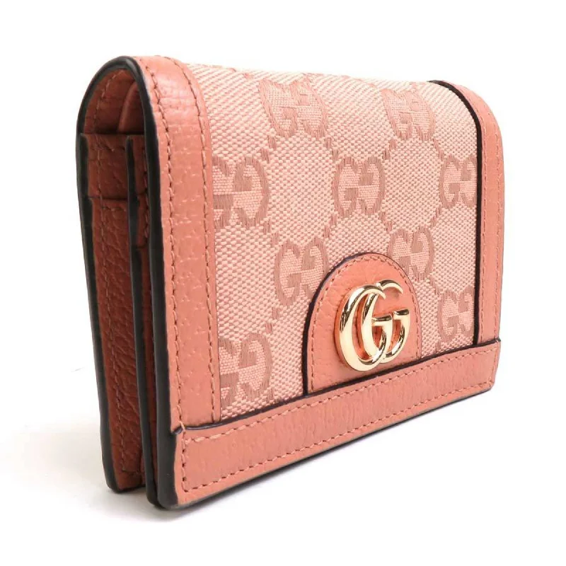 GUCCI Bifold Wallet GG Canvas/Leather Pink Ladies 523155