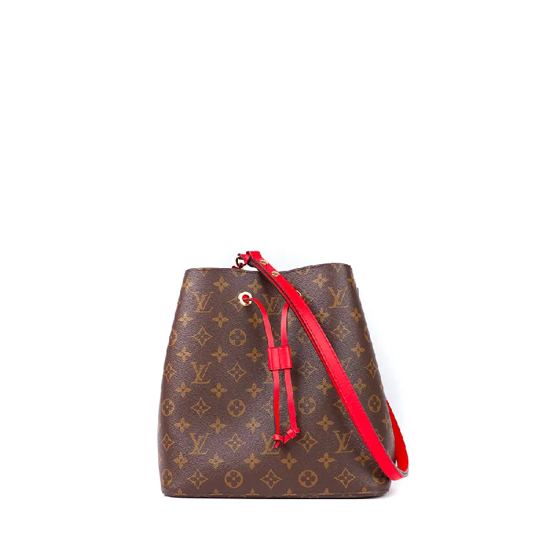 LOUIS VUITTON - Sac à épaule NéoNoé en toile monogramme et cuir rouge coquelicot