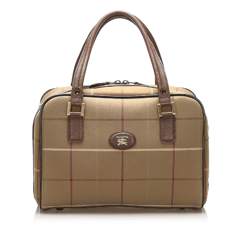 Burberry Plaid Canvas Boston Bag (SHG-13710)