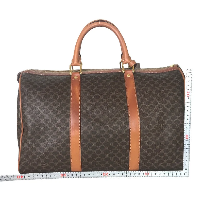 CELINE Travel bag Duffle bag PVC Brown Mini Boston Duffel bag Macadam Pattern Women Secondhand