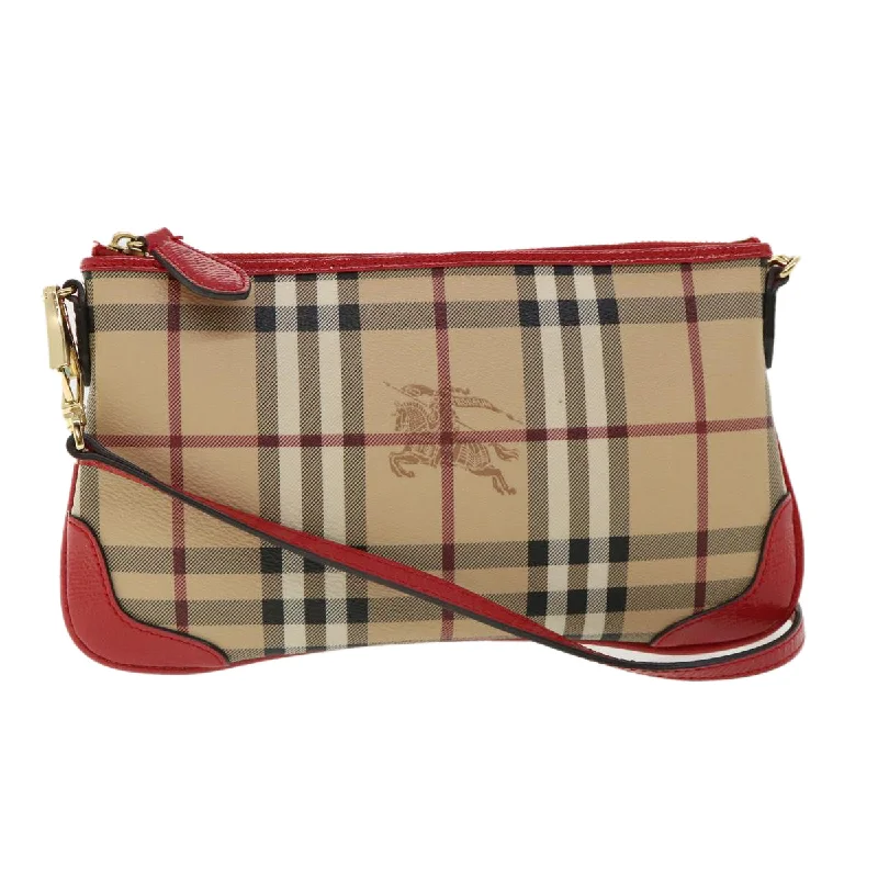 BURBERRY Nova Check Shoulder Bag PVC Leather bright rose 3910756 Auth 32762A