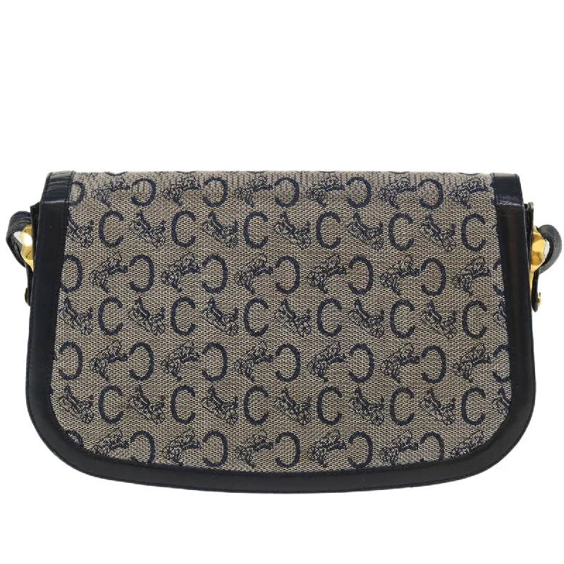 Celine C Macadam Canvas Horse Carriage Shoulder Bag Navy  39948