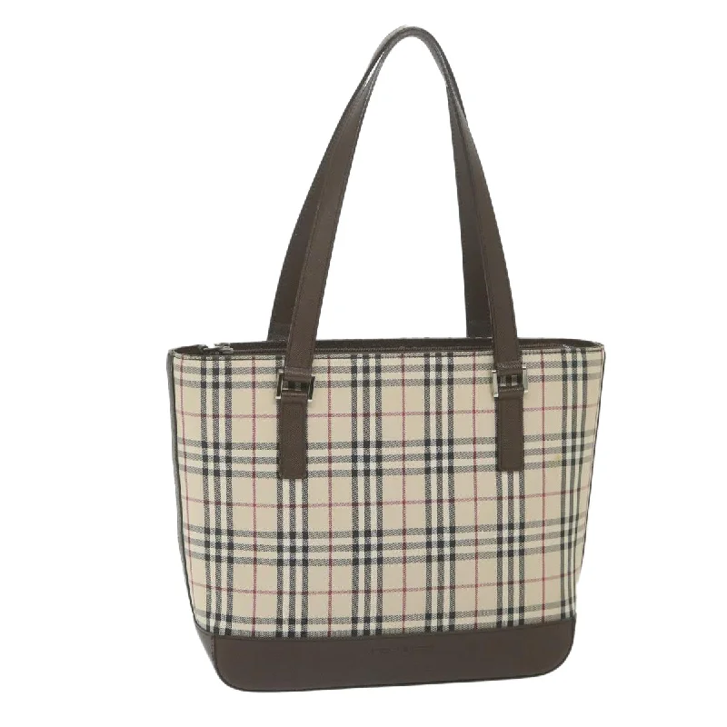 BURBERRY Nova Check Tote Bag Nylon Beige Auth 59816