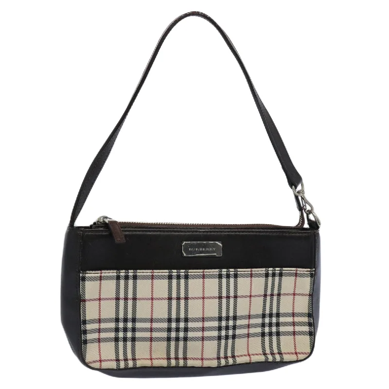 BURBERRY Nova Check Shoulder Bag Nylon Beige Auth ep2705