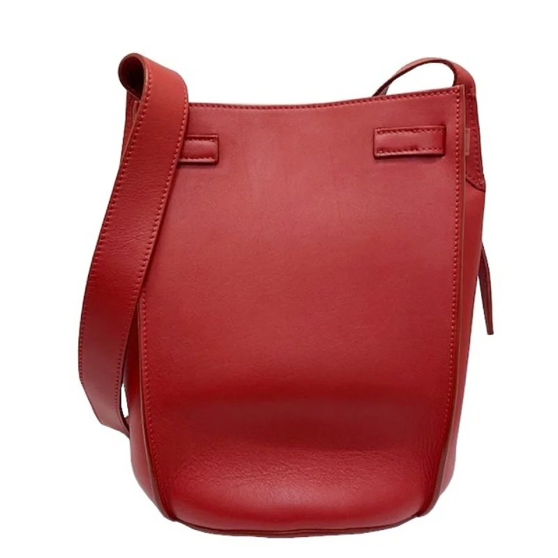 Celine Big Bag Bucket Leather Shoulder Red Belt Calf 187243 Ladies