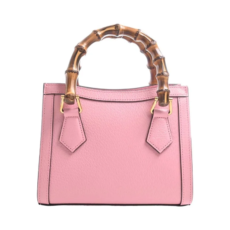 GUCCI Bamboo Leather Double G Diana 3WAY Tote Bag 702732 Pink Ladies