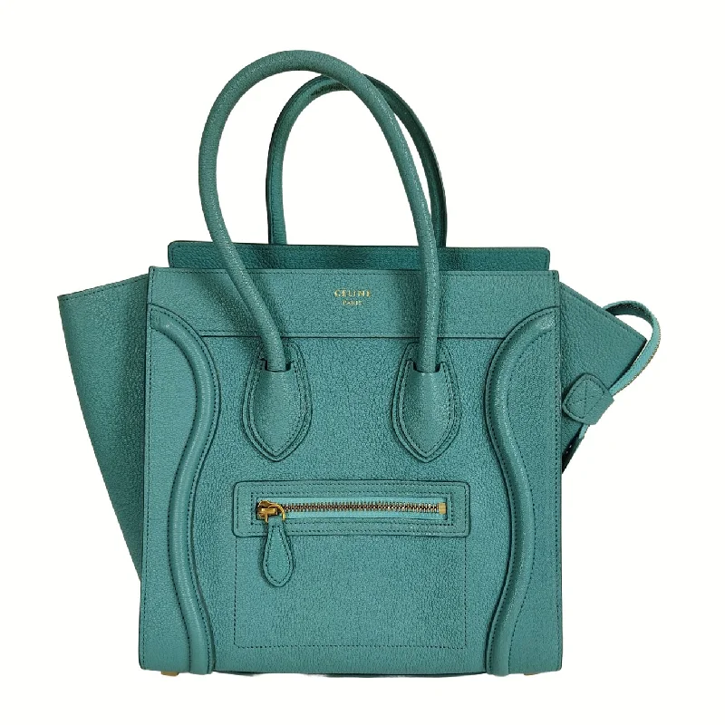 Celine Luggage Micro handbag in turquoise calfskin