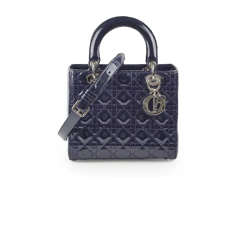 Christian Dior Medium Lady Dior Patent Navy