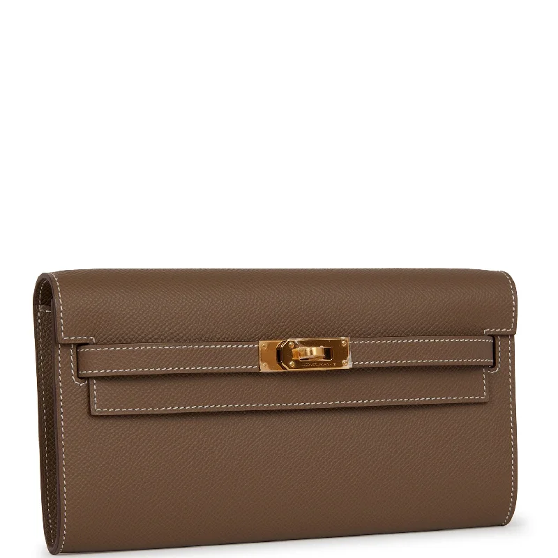 Hermes Kelly Wallet To Go Etoupe Epsom Gold Hardware