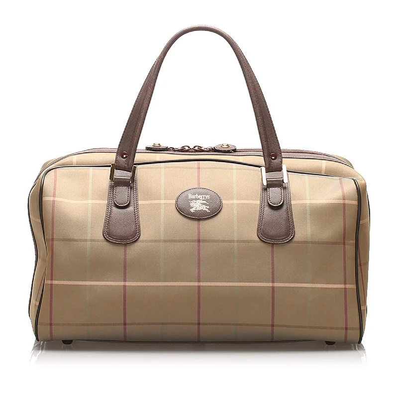 Burberry Plaid Canvas Boston Bag (SHG-13808)