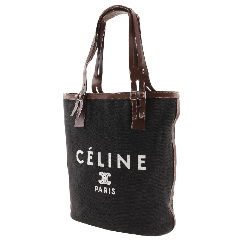 CELINE Tote Bag canvas black logo Women Used