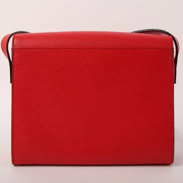 Celine Circle Logo Plate Shoulder Bag Red