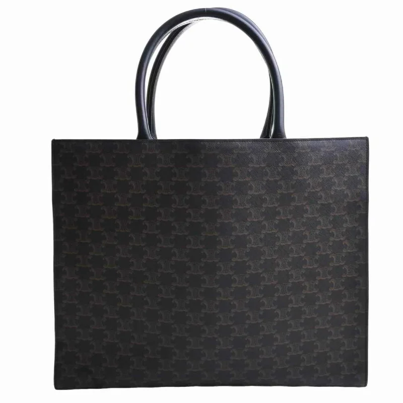 Celine Leather Triomphe Tote Bag Black Ladies