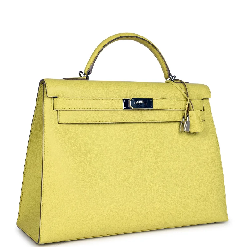 Hermes Kelly Sellier 40 Lime Epsom Palladium Hardware