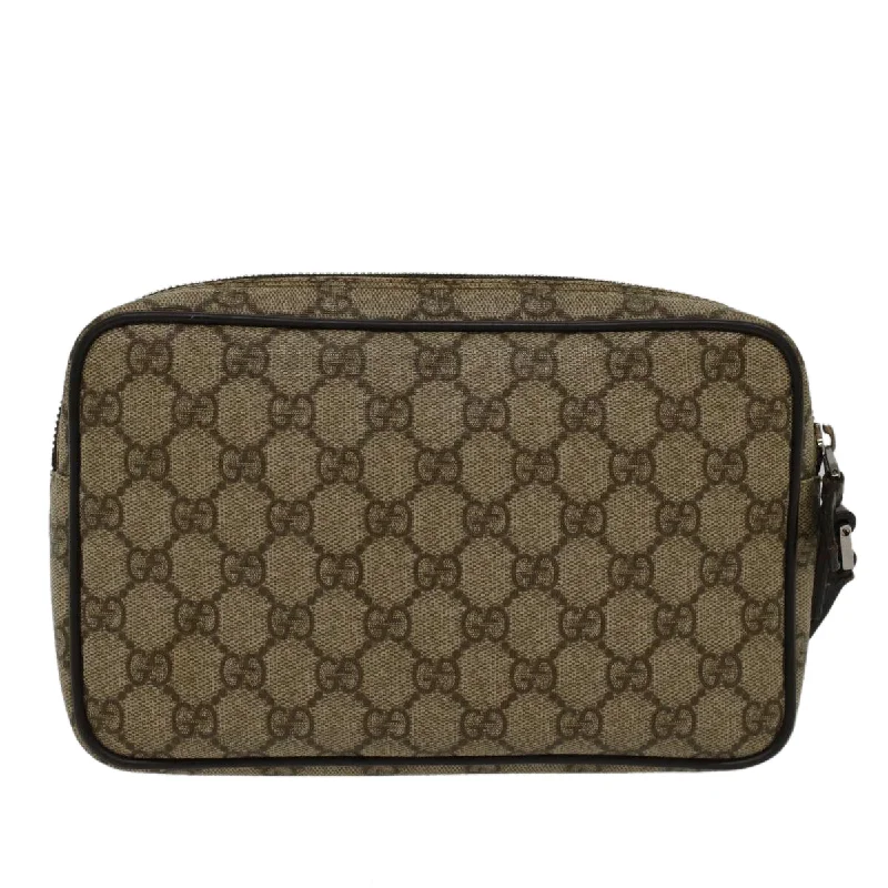 GUCCI GG Canvas Clutch Bag PVC Leather Beige 73956  yk7760