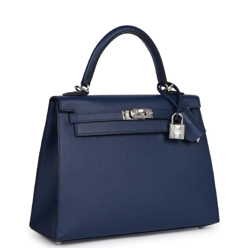 Hermes Kelly Sellier 25 Bleu Saphir Epsom Palladium Hardware