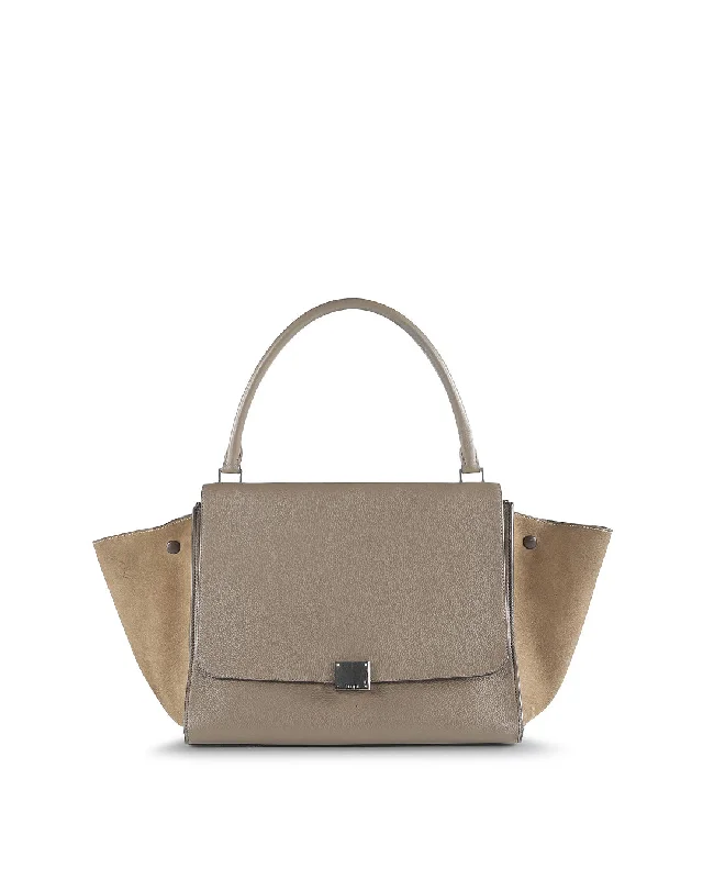 Celine Taupe Leather & Suede Trapeze Bag