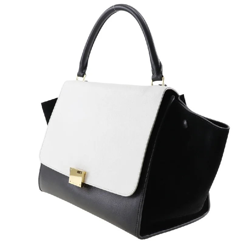 CELINE Handbag 1695430TA Calfskin, suede Black / white medium Trapeze Women Used