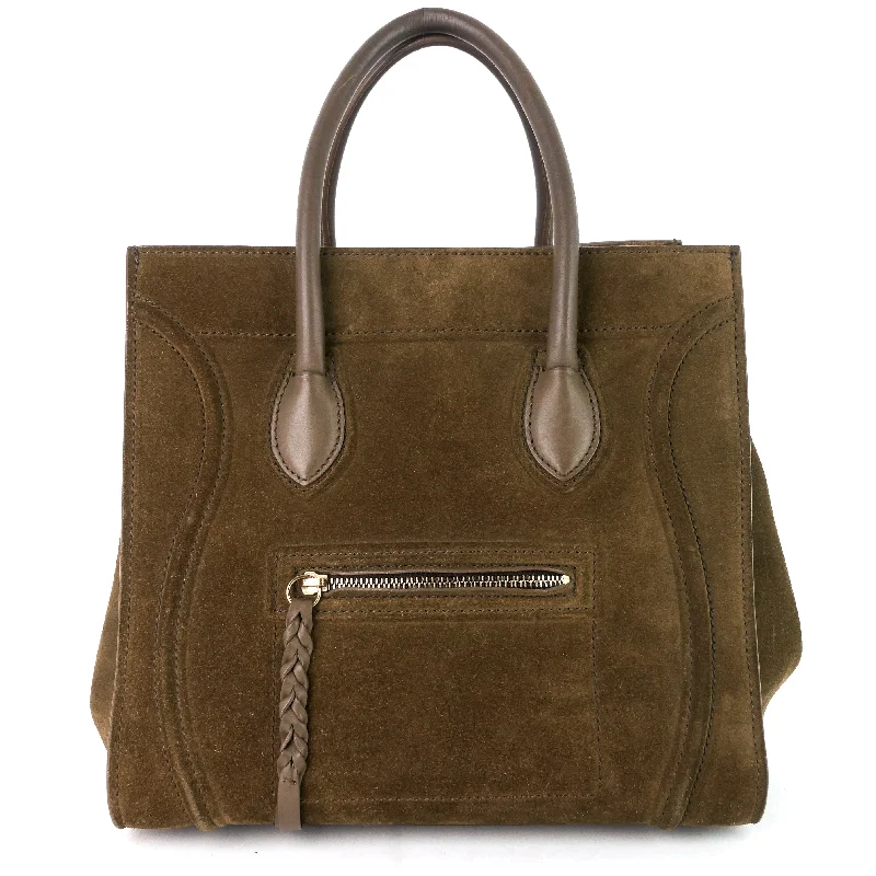 Phantom Medium Khaki Suede Tote Bag