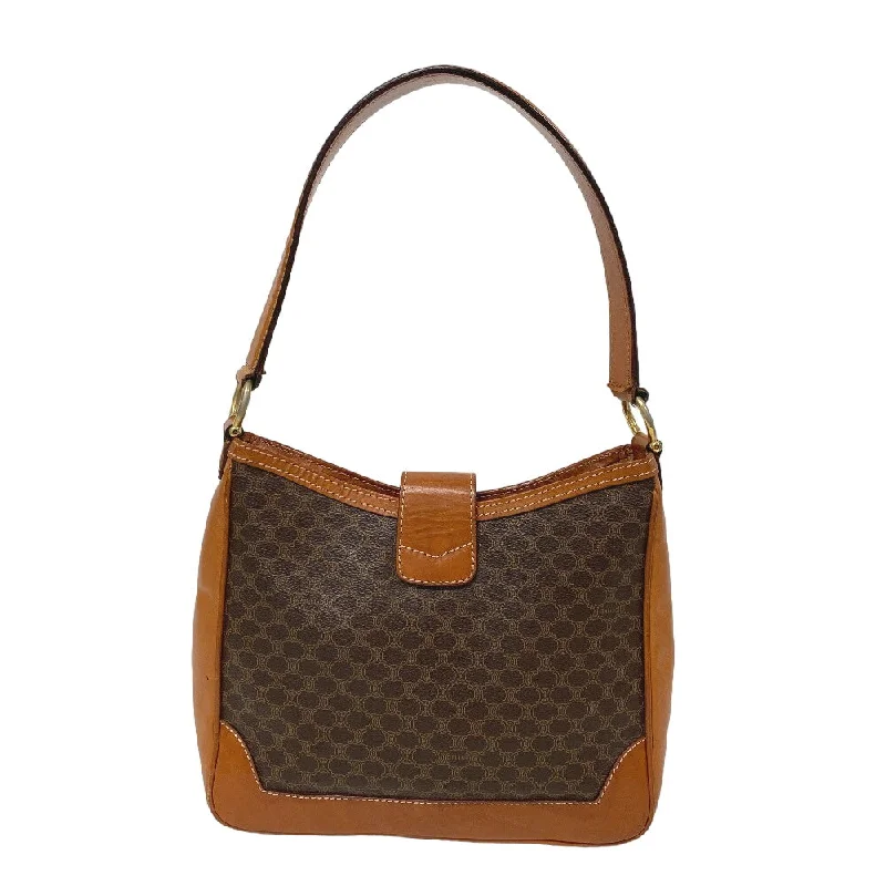 CELINE Shoulder Bag leather Brown Macadam Gancini Women Used