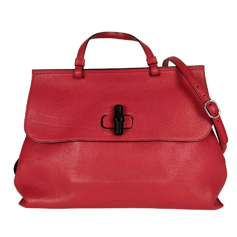 GUCCI Bamboo Daily top handle bag in red leather