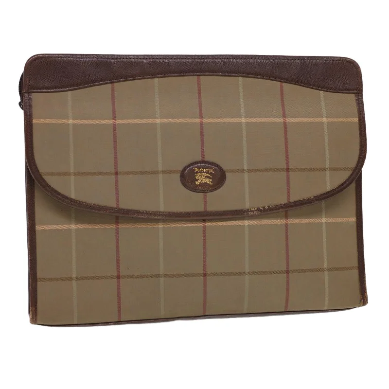 BURBERRYSs Nova Check Clutch Bag Nylon Beige Auth bs4852