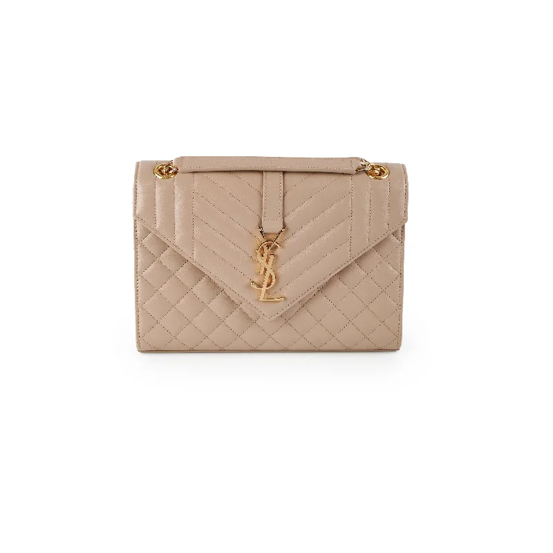 Saint Laurent Envelope Quilted Beige Bag