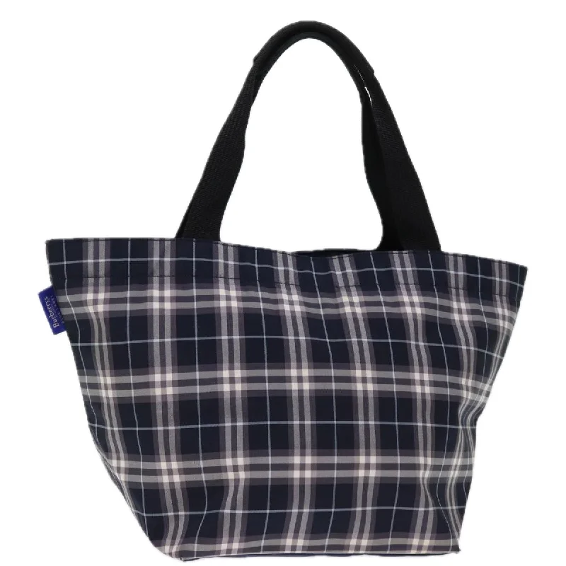 BURBERRYSs Blue Label Nova Check Tote Bag Nylon Navy Auth kk240