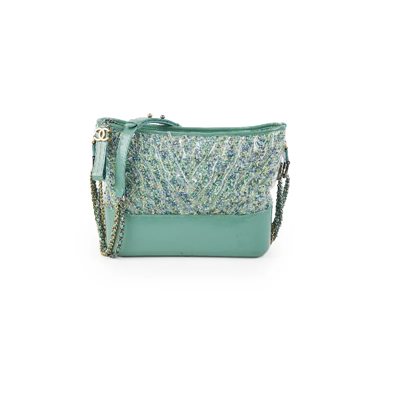 Chanel Medium Gabrielle Green Tweed/PVC- Series 25