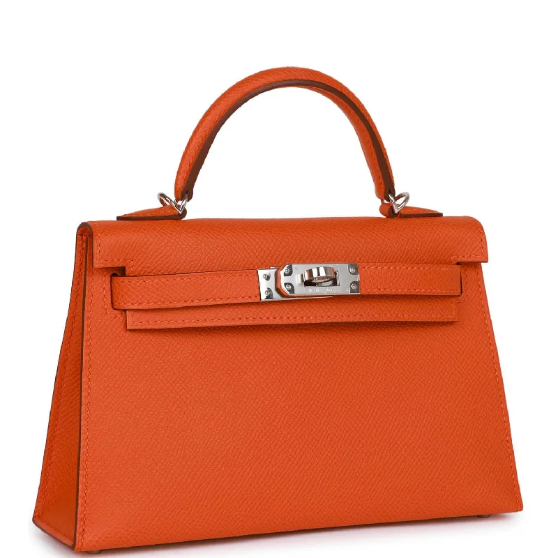 Hermes Kelly Sellier 20 Orange Epsom Palladium Hardware