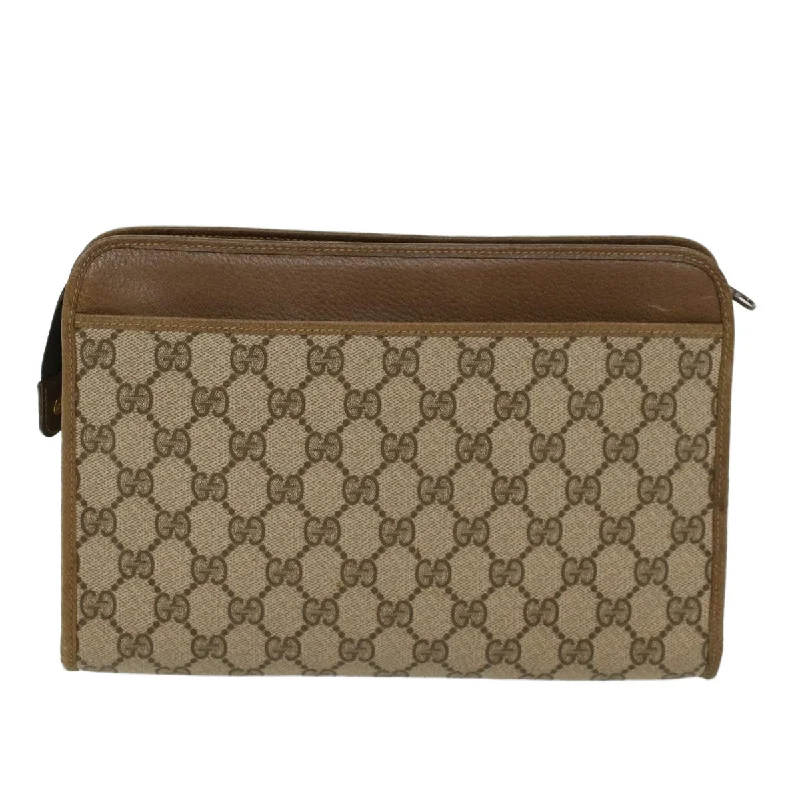 GUCCI GG Canvas Clutch Bag PVC Leather Beige 97.01.037  ki3062