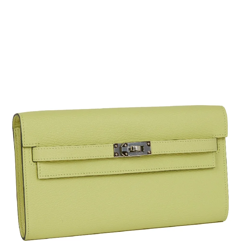 Hermes Kelly Wallet To Go Jaune Bourgeon Chevre Palladium Hardware