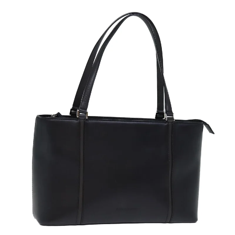 BURBERRY Tote Bag Leather Black Auth bs14319