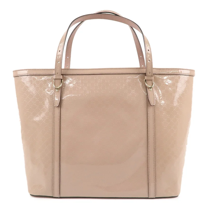 GUCCI Micro Guccissima Patent Leather Tote Bag Pink Beige 309613