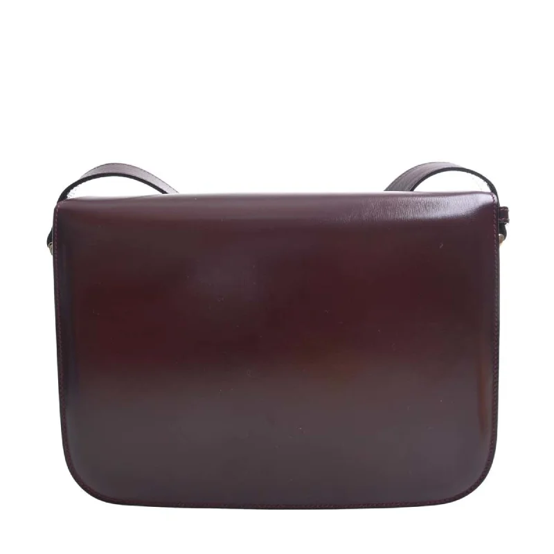 Celine Leather Shoulder Bag Bordeaux Ladies