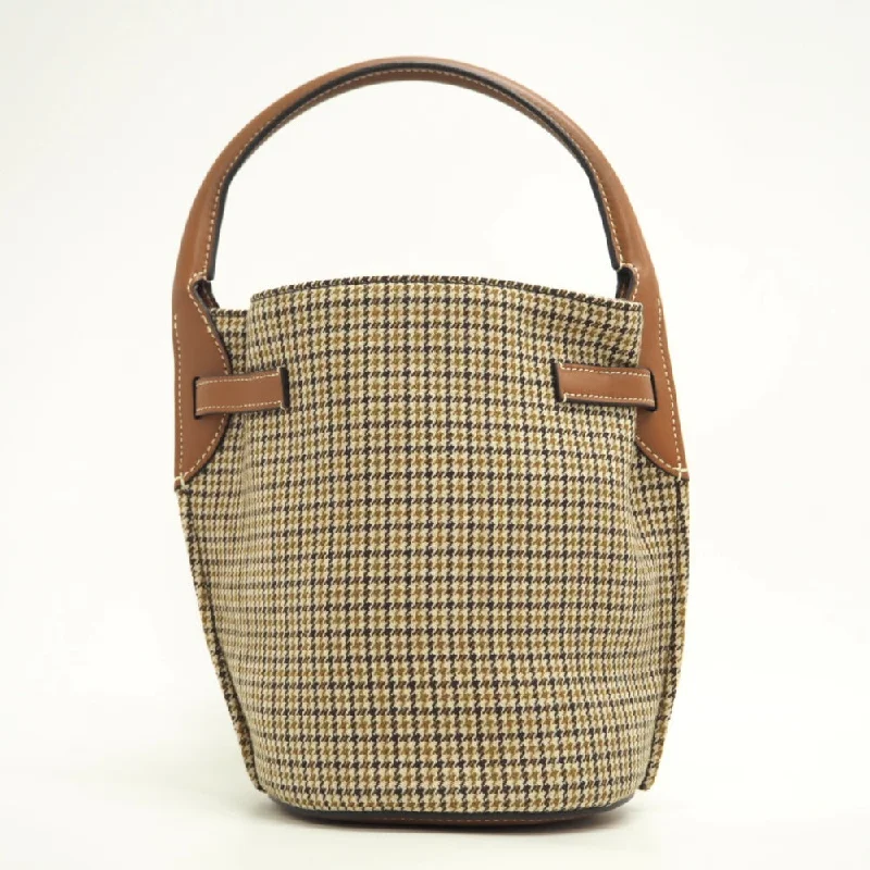 CELINE Handbag Wool, Leather Brown Women Used