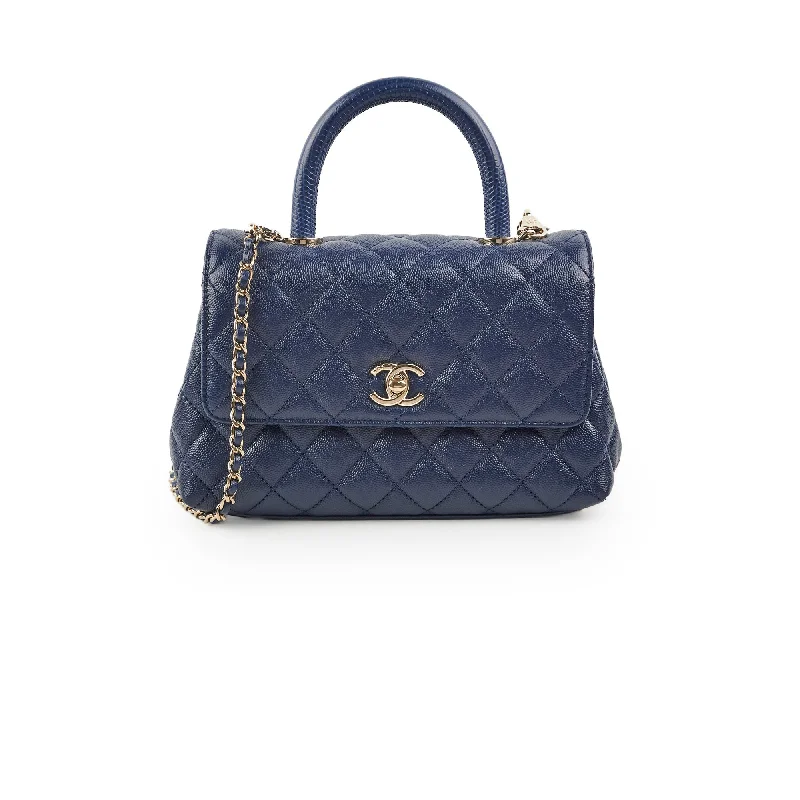 Chanel Coco Handle Small Caviar Navy - Microchipped