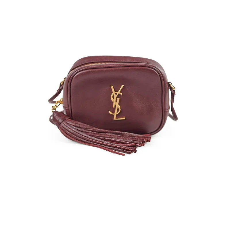 Saint Laurent Mini Lou Leather Camera Burgundy Crossbody Bag