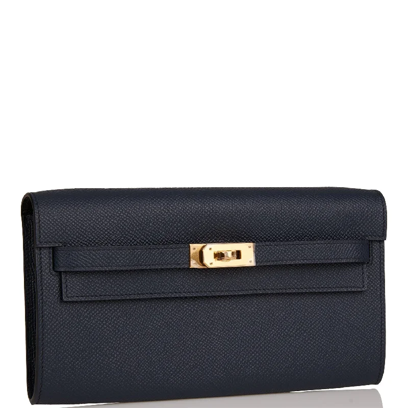 Hermes Kelly Wallet To Go Bleu Indigo Verso Epsom Gold Hardware