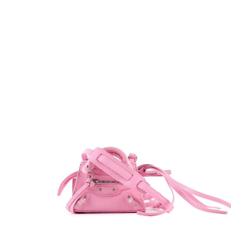 BALENCIAGA - Sac à bandoulière Neo Classic mini en cuir lisse rose