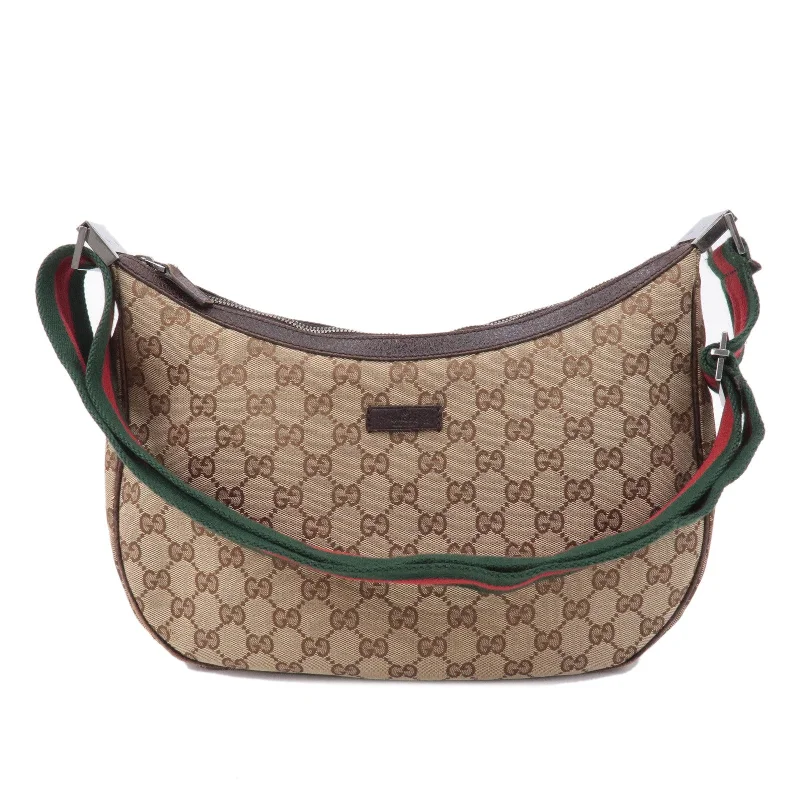 GUCCI Sherry GG Canvas Leather Shoulder Bag Beige Brown 122790