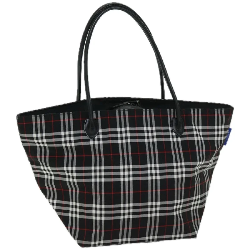 BURBERRYSs Nova Check Blue Label Tote Bag Nylon Black Auth bs12380