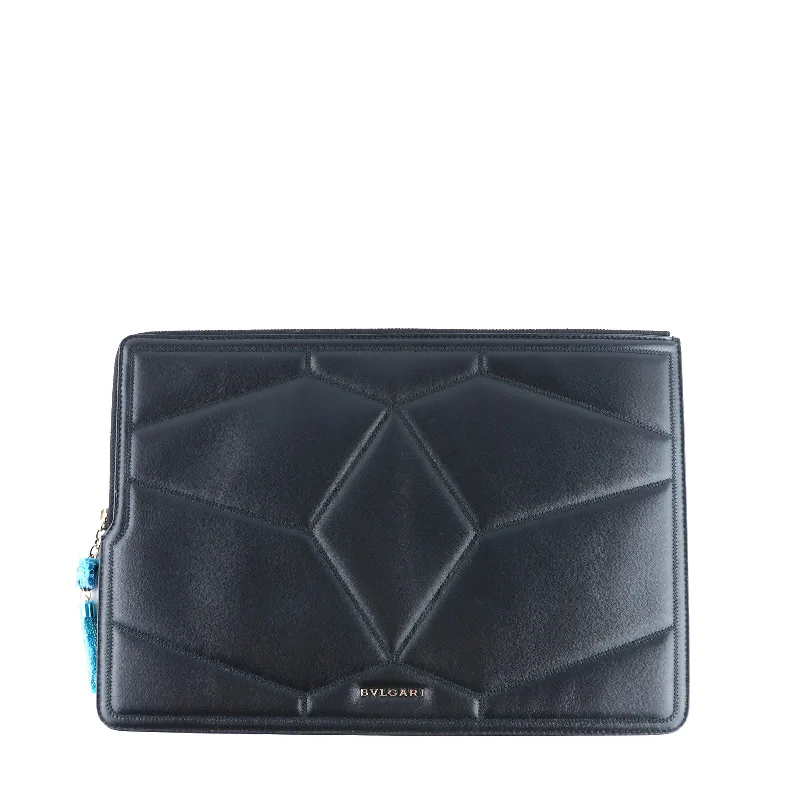 BULGARI - Pochette Serpenti en cuir noir