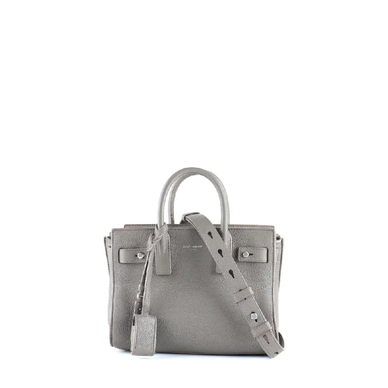 SAINT LAURENT - Sac de jour nano en cuir grainé gris