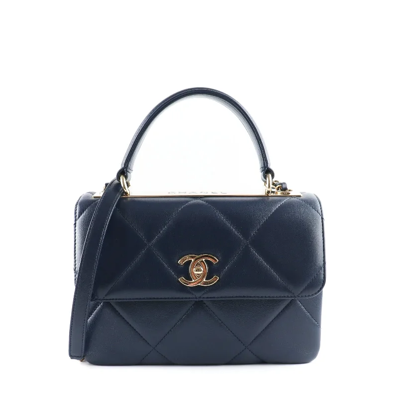 CHANEL - Sac à main Trendy CC small en cuir bleu marine