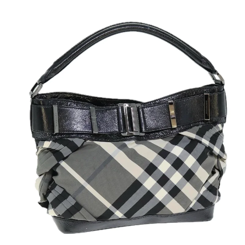 BURBERRY Nova Check Shoulder Bag Nylon Gray Auth 75142