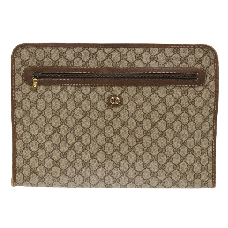 GUCCI GG Canvas Clutch Bag PVC Leather Beige 89.20.004  am4697