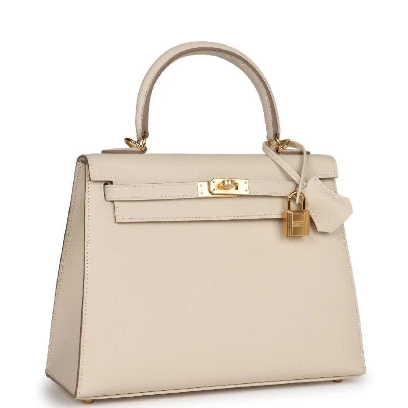 Hermes Kelly Sellier 25 Craie Epsom Gold Hardware