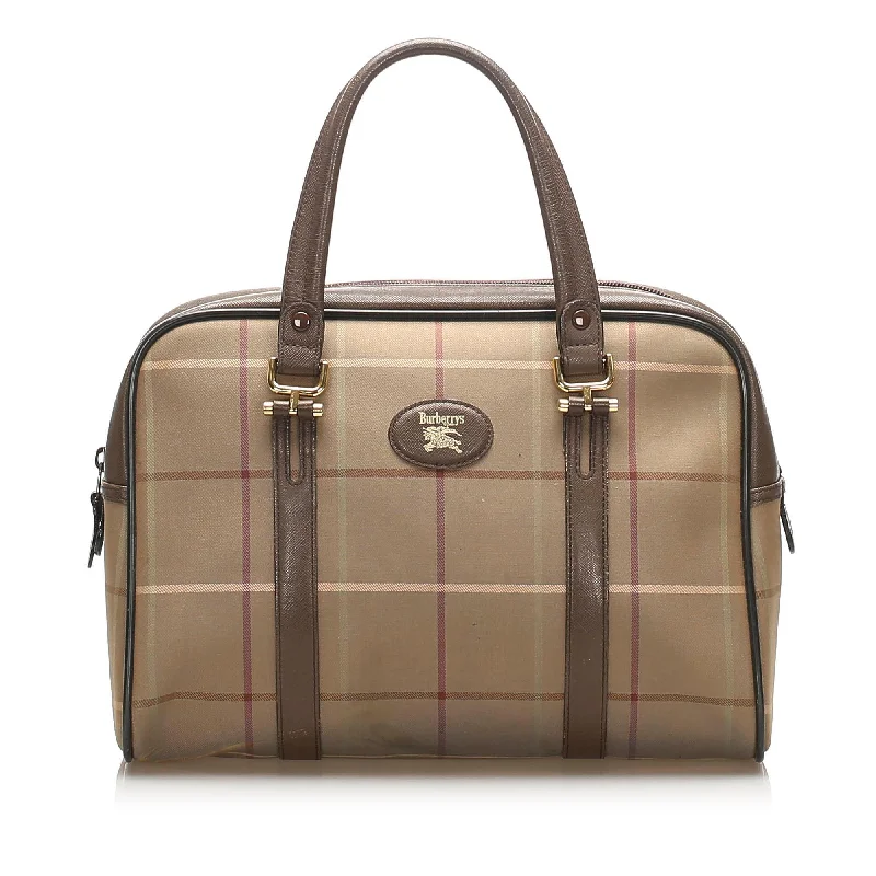 Burberry Plaid Canvas Boston Bag (SHG-12139)