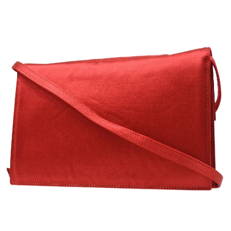 Celine F/02 Flap Shoulder Bag Red Satin ao28924